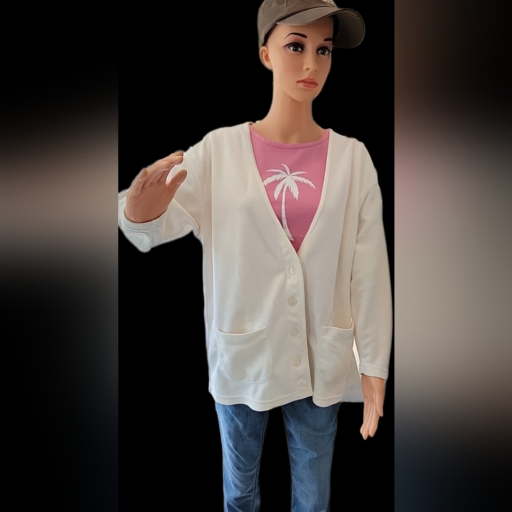Women's White Cardigan Sweater